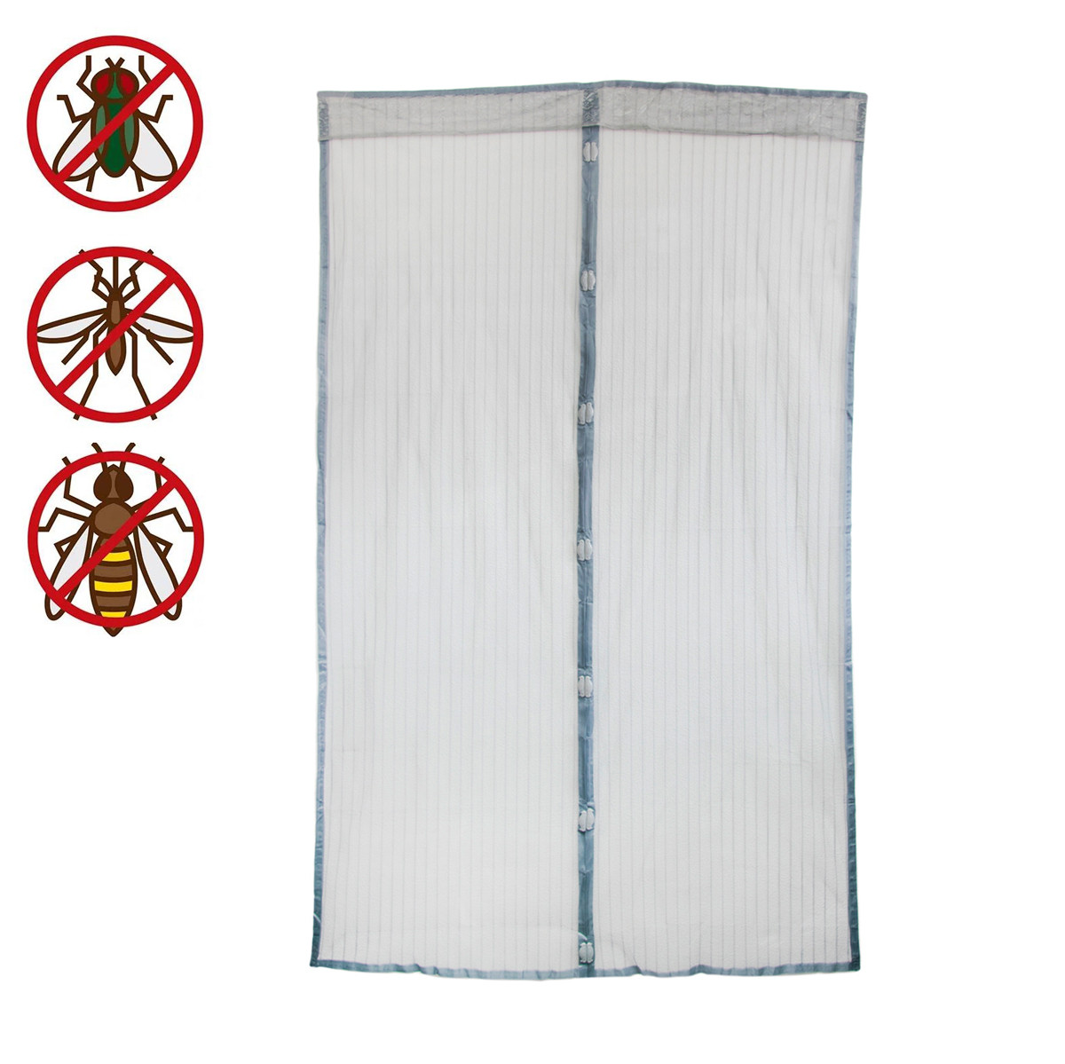 Антимоскитная сетка на двери 210x100см Серая дверная антимоскитная сетка на магнитах, штора от комаров (NS) - фото 1 - id-p1854763680