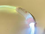 Нашийник з підсвіткою LED для собак з USB-зарядкою 50 см М білий, фото 6