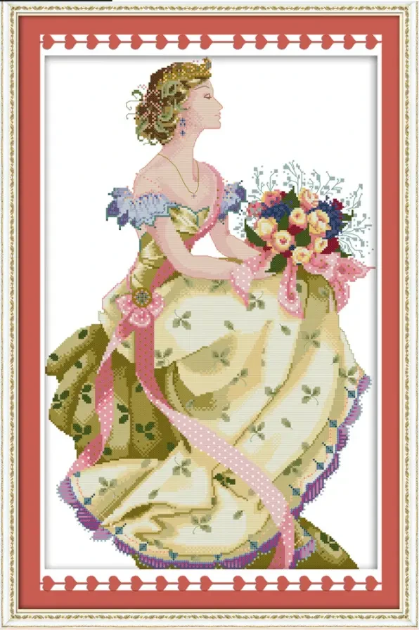 Набір для вишивання за нанесеною на канву схемою "Spring queen". AIDA 14CT printed, 41*59 см. БІСЕР