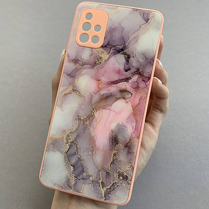 Чохол для Samsung Galaxy А51 мрамуровий чохол із захистом камери на телефон самсунг а51 персиковий q7k, фото 1