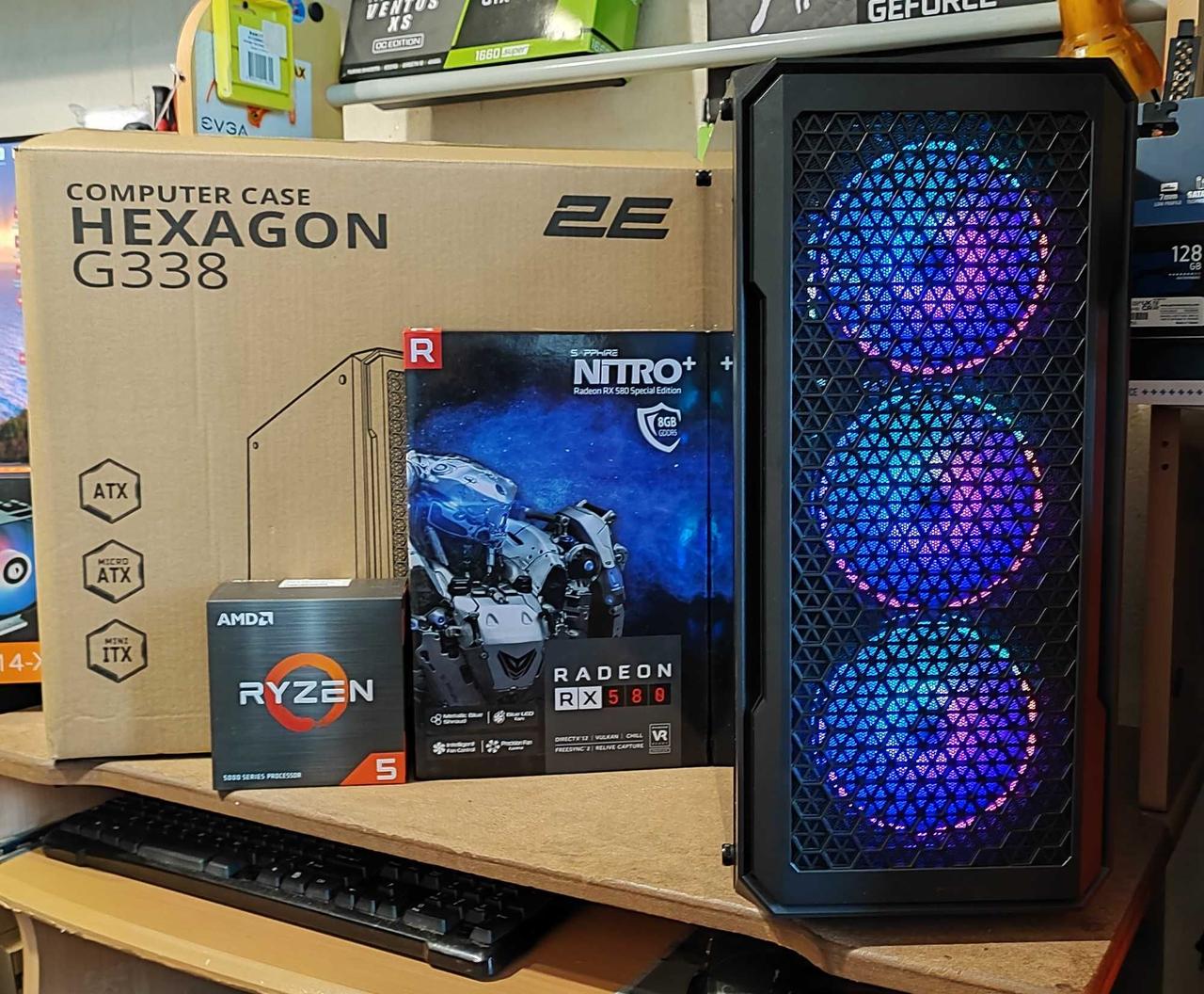 Ігровий комп'ютер RYZEN 5 3600 4.2GHZ, RX 580 8GB, 16GB DDR4, SSD M.2 256GB, HDD 1TB, фото 1