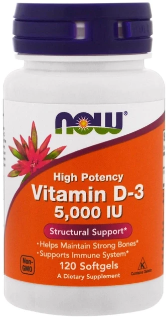 NOW Vitamin D-3 5000 IU (120 softgel)