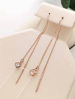 Золоті сережки протяжки з цирконієм