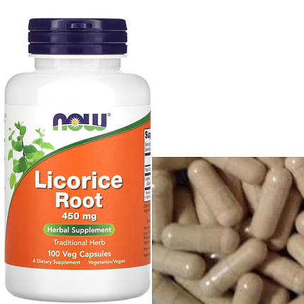 Корінь солодки Now Foods Licorice Root 450 mg 100 капсул, фото 3