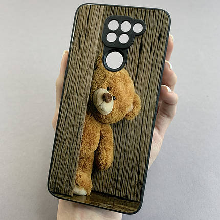Чохол для Xiaomi Redmi Note 9 чохол з ведмедиком із захистом камери на телефон сяомі редмі нот 9 чорний q7k, фото 1