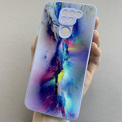 Чохол для Xiaomi Redmi Note 9 мрамуровий чохол із захистом камери на телефон сяомі редмі нот 9 бузковий q7k, фото 1