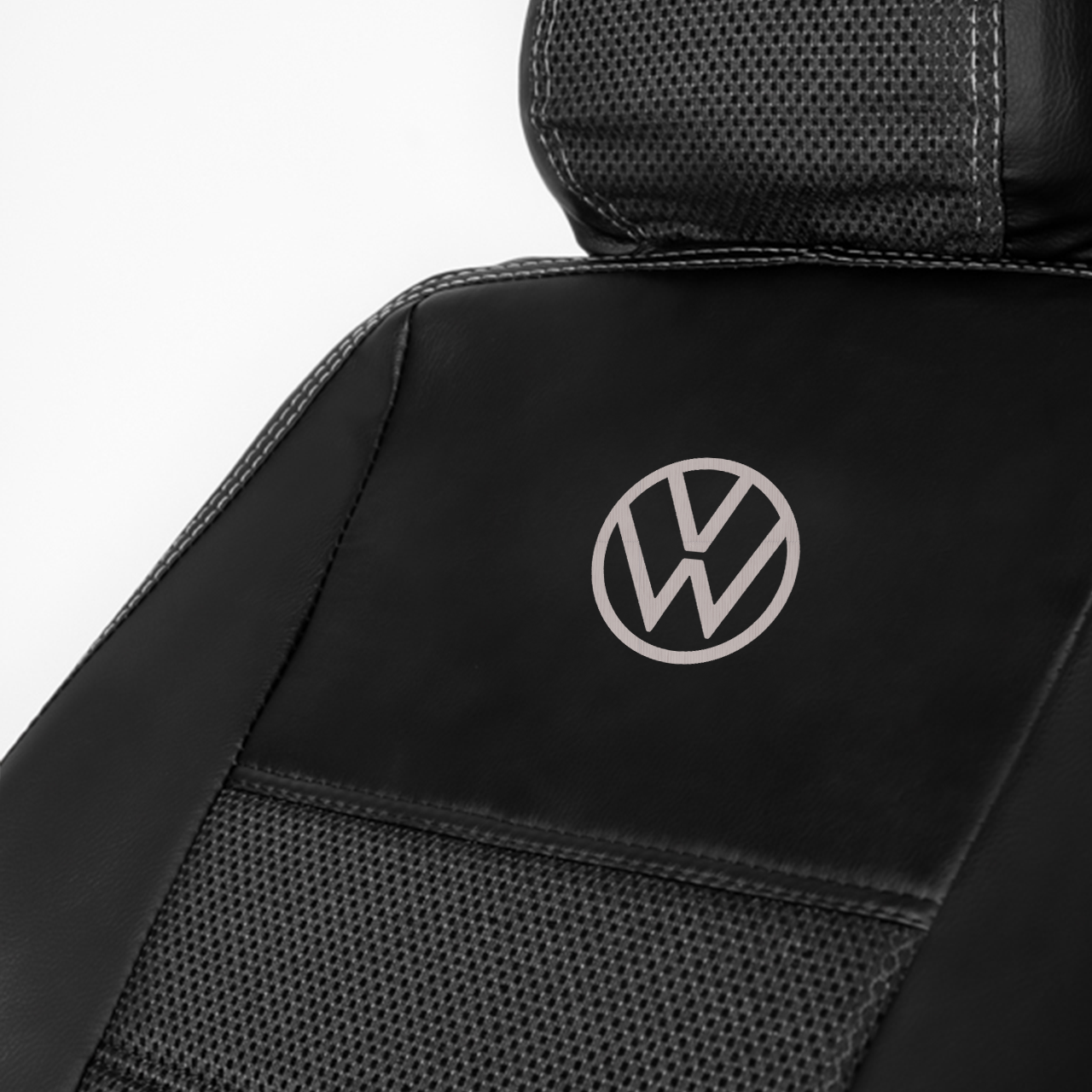Чохли на сидіння Фольксваген ЛТ (Volkswagen LT) (1+1, бус) екошкіра+автотканина з лого