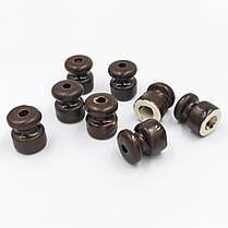 Ролик для ретро проводки керамічний каштановий RE матовий 0856, фото 4