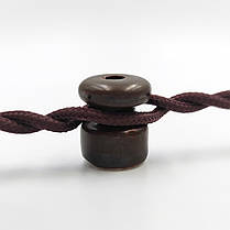 Ролик для ретро проводки керамічний каштановий RE матовий 0856, фото 5