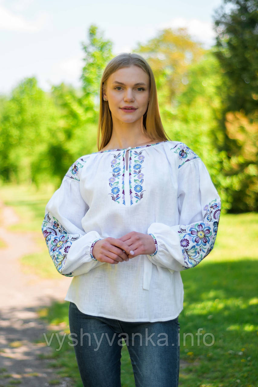 Біла Лляна дизайнерська вишиванка, арт. 4595