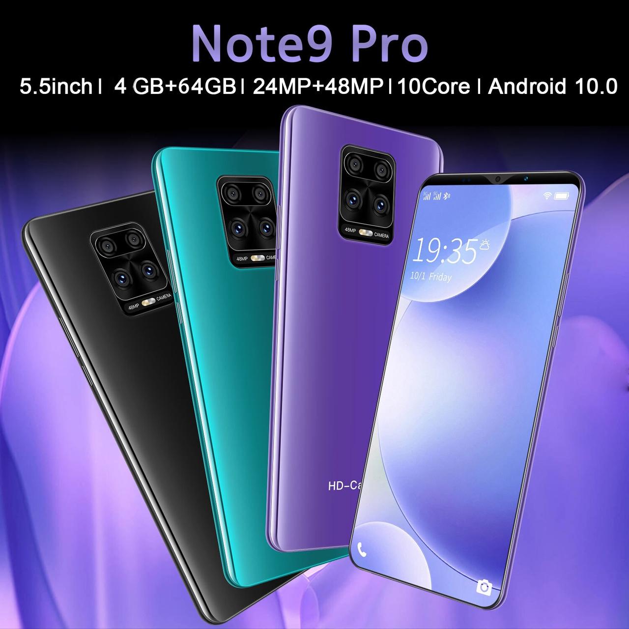 Смартфон Note9 pro на две SIM-карты 4 ГБ + 64 ГБ экран 5,5 дюйма 24Мп+48Мп 4800 мАч 4G - фото 1 - id-p1854856270