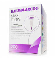 Ланцеты одноразовые HAEMOLANCE Plus MAX FLOW стерильные, лезвие 1.5 мм с глубиной проникновения 1.6 мм (200