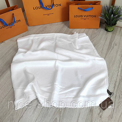 Хустка Louis Vuitton шовкова біла 110/110 см, фото 6