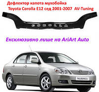 Дефлектор капота мухобойка Toyota Corolla E12 сед 2001-2007 AV-Tuning