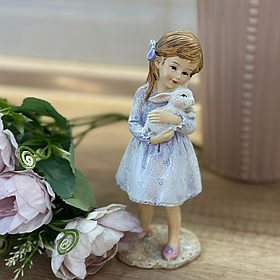 Декоративна статуетка Дівчинка з крольченям, 14.5см