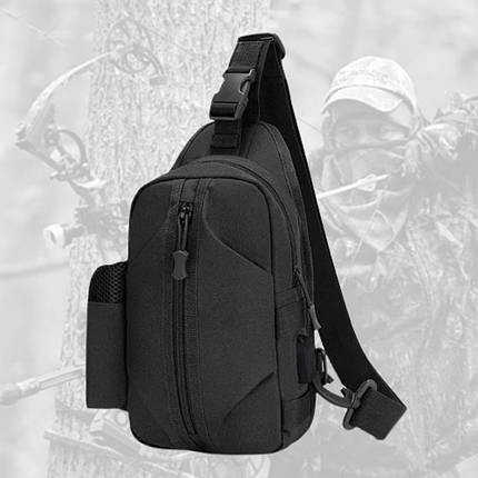 Тактична сумка барсетка Sling Pack на одній лямці із USB чорна, фото 2