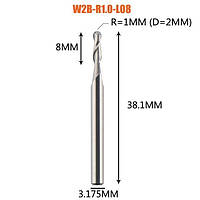 Фреза сферична кінцева W2B-R1.0-L08