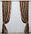 Комплект (2шт. 1,5х2,75м.) штор із тканини льон рогожка, колекція "Лілія". Колір коричневий. Код 738ш 30-518, фото 2