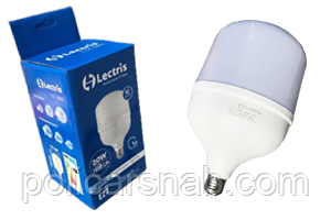 Світлодіодна промислова LED лампа е27 ТМ Lectris, високопотужна енергозберігаюча з вбудованим IC драйвером, для промислових підприємств та складів, холодне світло 6500К, стандартний нарізний цоколь е27, потужність - 30Вт