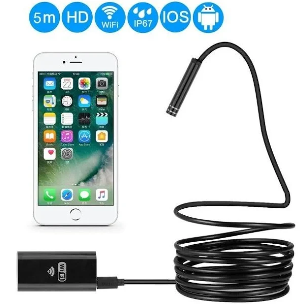 Wi-Fi ендоскоп бездротовий 720p HD, бороскоп із мінікамерою для Android, iOS 5 м підсвітка