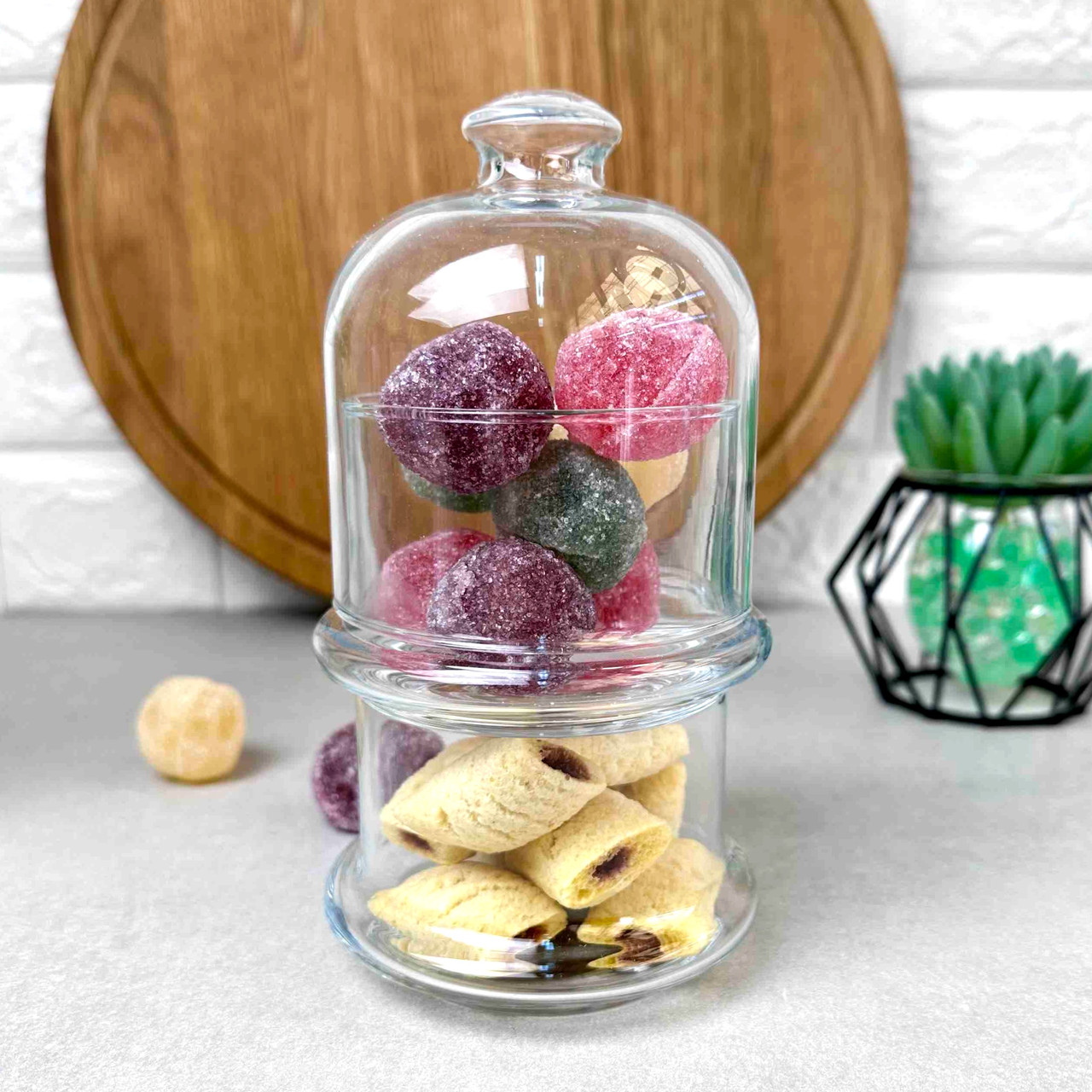 Подвійна скляна банка для зберігання з купольною кришкою Midi Patisserie Pasabahce