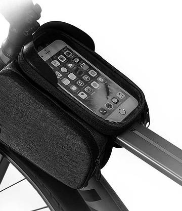Велосумка під смартфон Sahoo 122007 Top Tube Bag 1,5л Grey, фото 6