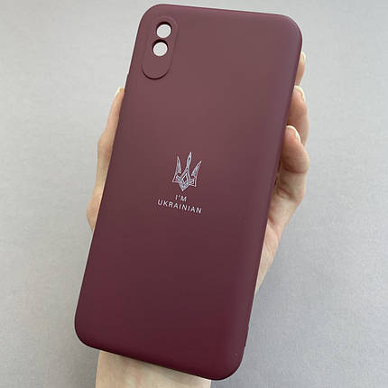 Чохол для Xiaomi Redmi 9А чохол з Гербом України на телефон сяомі редмі 9а бордовий h8b, фото 1