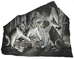 Картина на камені "Собаки - гравці в покер" 51х39.5 см