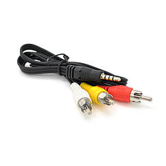 Кабель DC3.5 (тато) => 3хRCA (тато), довжина Jack 15 мм, CCA, круглий, Black, 0.5 м, (Пакет) Q500