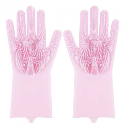 Силіконові рукавички Magic Silicone Gloves Pink для прибирання чистки миття посуду для будинку. Колір рожевий