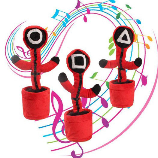 Інтерактивна дитяча іграшка танцюючий кактус Гра в кальмара співає танцює світиться на акумуляторі, фото 1