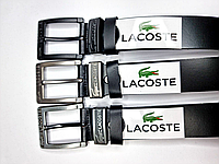 Мужской кожаный ремень Lacoste Лакост 4 см универсальный, модные брендовые ремни