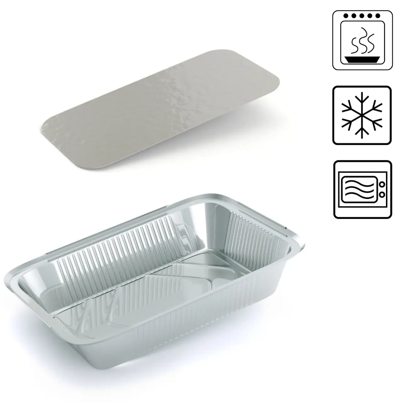 Алюмінієві контейнери для їжі одноразові 960 мл контейнер алюмінієвий з кришкою, фото 1