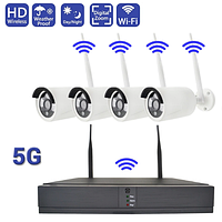 Комплект видеонаблюдения беспроводной DVR 5G KIT CAD Full HD Wi-Fi на 4 камеры с регистратором