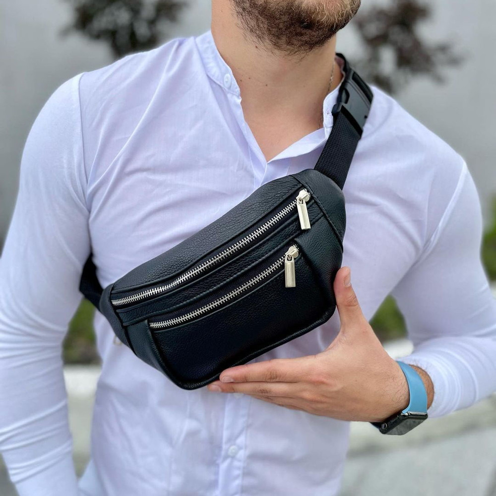 Бананка з натуральної шкіри. Відмінна якість сумки на пояс. Модель: 74132, фото 1