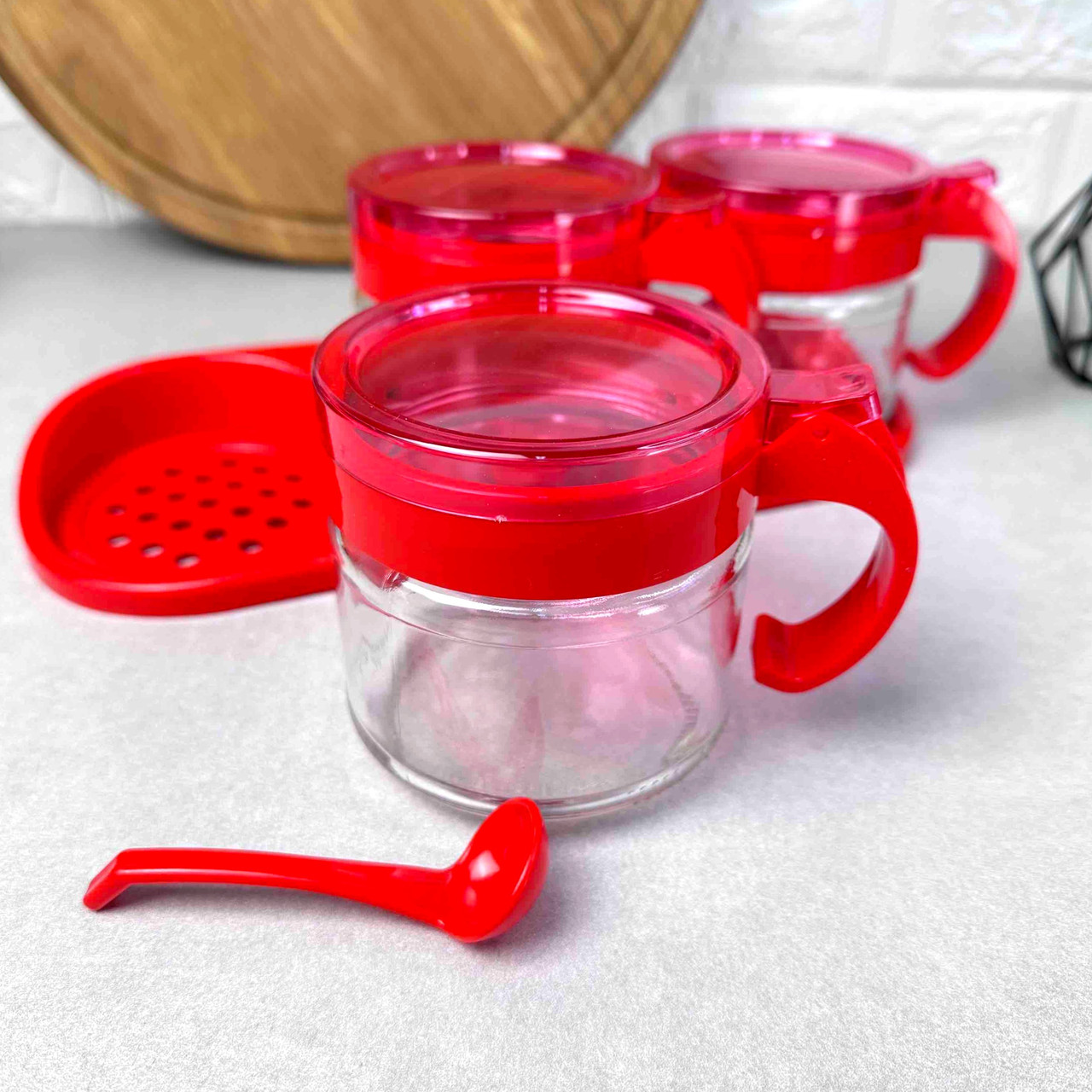 Набір банок для кави, чаю та цукру 300 мл з ложками KC-386