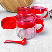 Набір банок для кави, чаю та цукру 300 мл з ложками KC-386