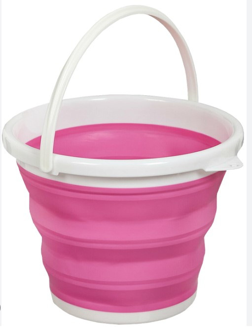 Відро 10 літрів туристичне складне Рожеве Collapsible Bucket