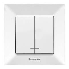 Вимикач Panasonic Arkedia Slim двоклавішний з підсвіткою, білий