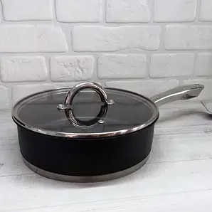 Сковорода глибока мармурова з кришкою 24х7 см Edenberg EB-4062: