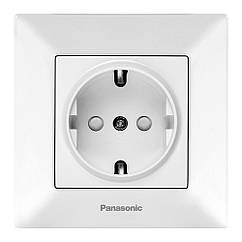 Розетка Panasonic Arkedia Slim із заземленням і захисними шторками, біла