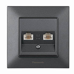 Розетка Panasonic Arkedia Slim комп'ютерна подвійна RJ45 CAT5e, димчаста
