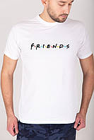 Мужская белая хлопковая футболка с принтом "FRIENDS"