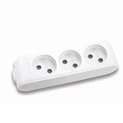 Колодка Panasonic X-tendia 3 гнізда, із захисними шторками, сіра