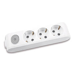 Колодка Panasonic X-tendia із заземленням 3 гнізда, із захисними шторками, з вимикачем, сіра