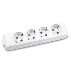 Колодка Panasonic X-tendia із заземленням 4 гнізда, із захисними шторками, сіра