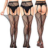 Колготки з імітацією панчіх "Колготи-панчохи" - Чорний - 2/3/4 (S/M/L) - Еротична білизна, фото 6
