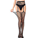 Колготки з імітацією панчіх "Колготи-панчохи" - Чорний - 2/3/4 (S/M/L) - Еротична білизна, фото 5