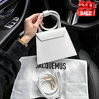 Модна жіноча сумка Jacquemus біла з красиво оформленою ручкою