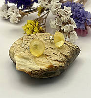 Серги пуссети з бурштину, сережки пусети з бурштину